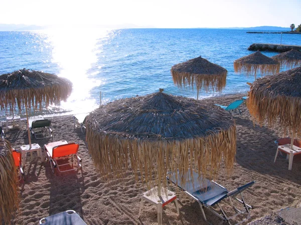 mavi lagün sahil peyzaj Ionian sea Corfu adasında 