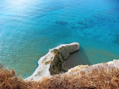 mavi lagün sahil peyzaj Ionian sea Corfu adasında 