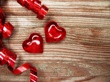 Sevgililer günü aşk tatil kavramı kalpler eski ahşap backgr