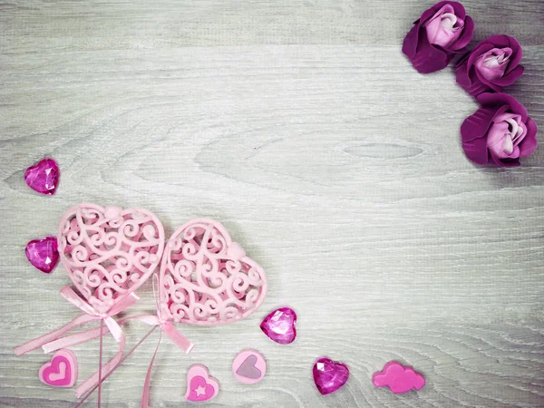Szív és a rózsa virágok üdvözlőlap Valentin-napi szeretet Mara — Stock Fotó