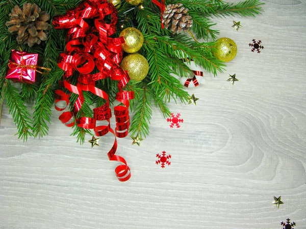 Christmas decoration frame with fir branches and cones — Stock Photo, Image