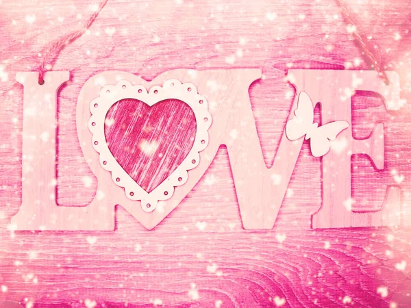День святого Валентина любовь праздник концепция сердца на старом деревянном backgr — стоковое фото