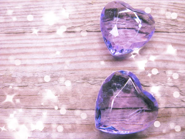 Κρύσταλλο δύο στολίδι καρδιές του Αγίου Βαλεντίνου αγάπη διακοπές έννοια πίσω — Φωτογραφία Αρχείου