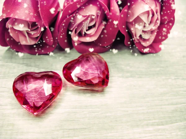 Cristal gema corazones rosas ramo día de San Valentín amor vacaciones co — Foto de Stock