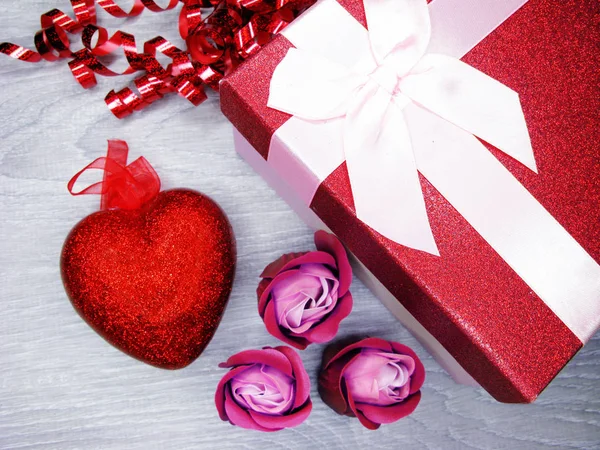 Srdce a růže květiny přání Valentýn láska zůs — Stock fotografie