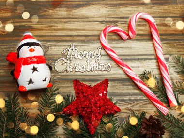 Noel dekorasyon ve garland vintage ahşap backgr ışıkları