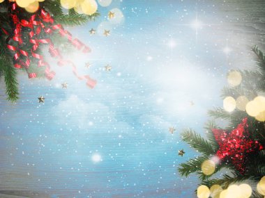 Noel dekorasyon ve garland vintage ahşap backgr ışıkları