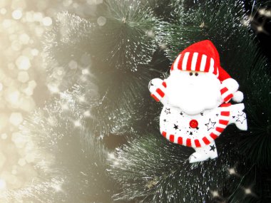 mutlu Noel Baba Noel arka plan kar ve kar taneleri ile