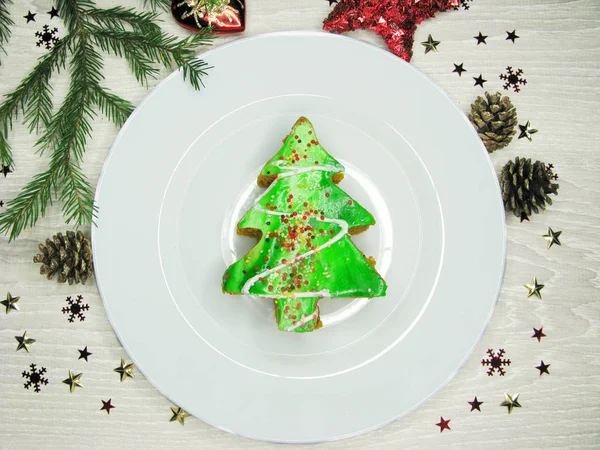 Christmas tree cake sweet festive dessert food — Stock Photo, Image