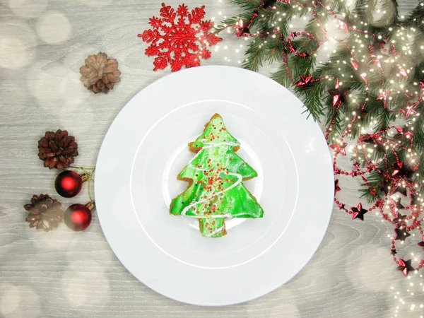 Weihnachtsbaumkuchen süß festlich Dessert Essen — Stockfoto