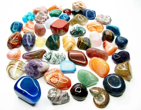 Amethyst quartz garnet jasper agate geological crystals collecti — Stock Photo, Image