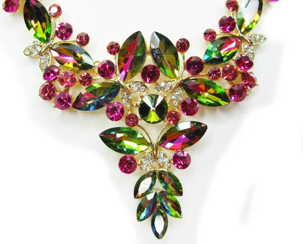 Κοσμήματα με φωτεινά κρύσταλλα περιδέραιο μόδας πολυτέλειας — Φωτογραφία Αρχείου
