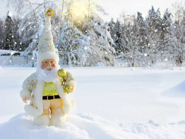 해피 산타 눈과 눈송이와 크리스마스 인사말 카드 — 스톡 사진