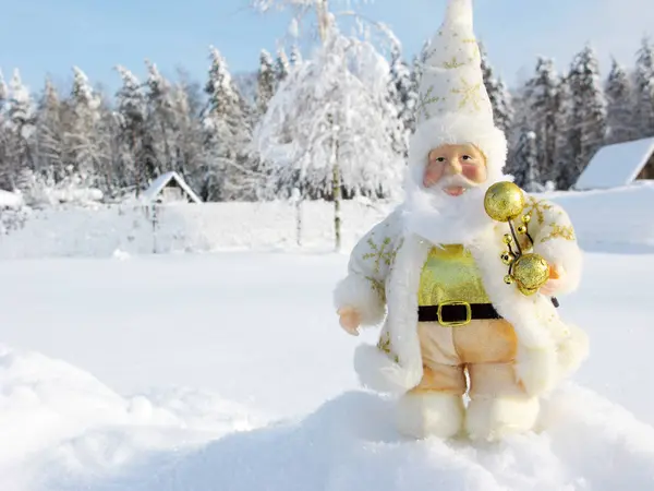 해피 산타 눈과 눈송이와 크리스마스 인사말 카드 — 스톡 사진