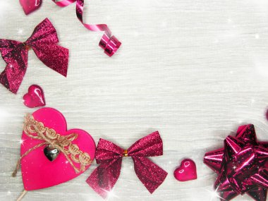 Sevgililer günü aşk tatil kavramı kalpler eski ahşap backgr