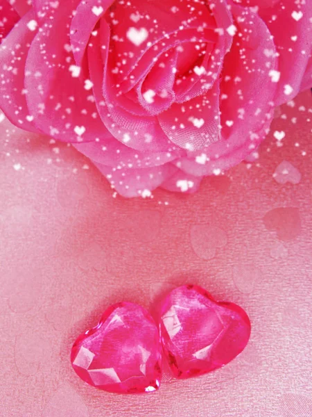 Kristall Edelstein Herzen Rosen Strauß Valentinstag Liebe Urlaub co — Stockfoto