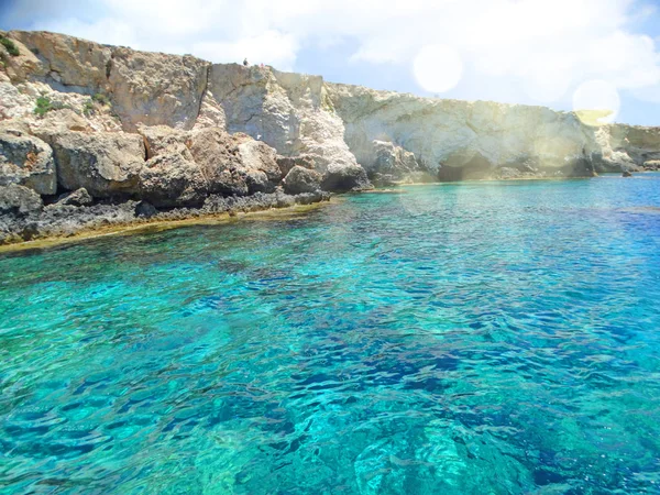 Spiaggia costa paesaggio Mar Mediterraneo Cipro Isola — Foto Stock