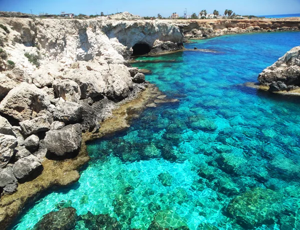 Rocky coast landscape mediterranean sea Cyprus island — Stock Photo, Image