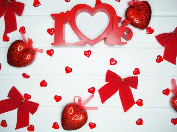 Decoração de corações de amor presente de dia dos namorados — Fotografia de Stock