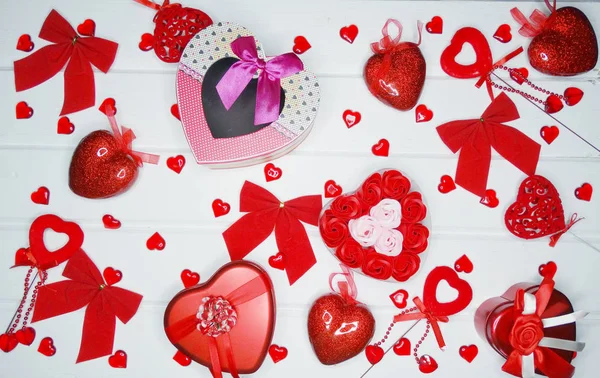 Gift box hearts decor for love valentine's day gift — Stock Photo, Image