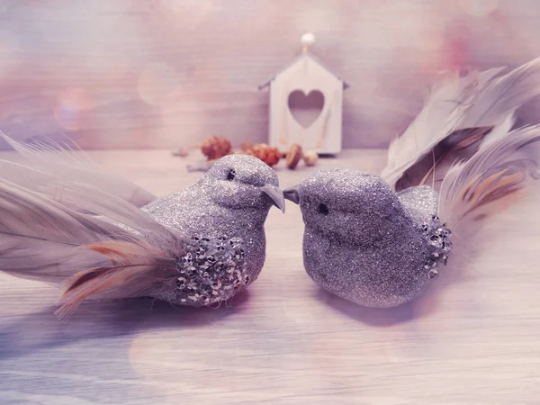 Pareja de aves decoración para el regalo del día de San Valentín amor — Foto de Stock