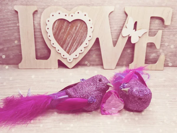 Pareja de aves decoración para el regalo del día de San Valentín amor —  Fotos de Stock