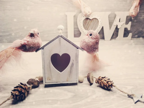Paar Vögel Dekor für Liebe Valentinstag Geschenk — Stockfoto