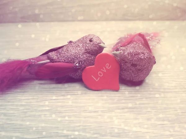 Пара птиц декор для любви День Святого Валентина подарок — стоковое фото