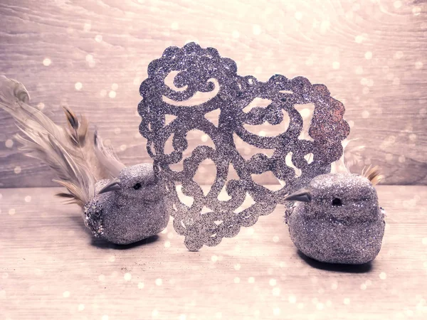 Couple oiseaux décor pour l'amour cadeau de Saint-Valentin — Photo