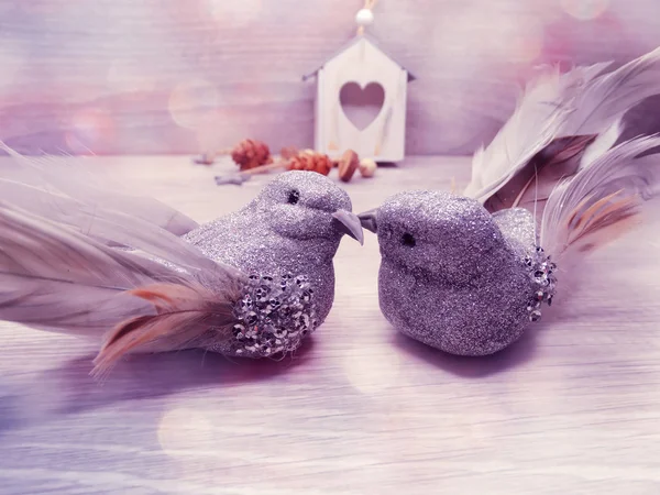 Pareja de aves decoración para el regalo del día de San Valentín amor — Foto de Stock