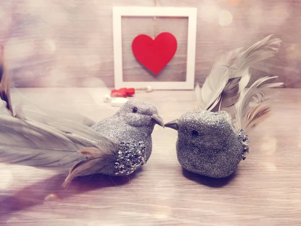 Pareja de aves decoración para el regalo del día de San Valentín amor — Foto de Stock