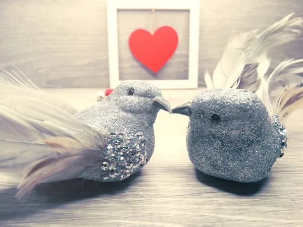 Pareja de aves decoración para el regalo del día de San Valentín amor — Foto de Stock