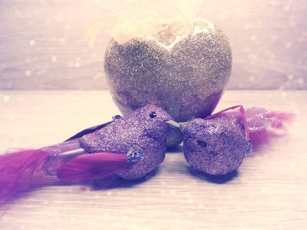 Pareja de aves decoración para el regalo del día de San Valentín amor — Foto de Stock