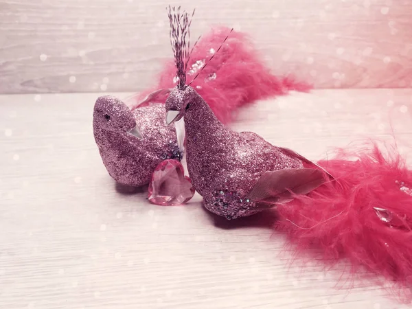 Coppia uccelli decorazione per amore regalo di San Valentino — Foto Stock