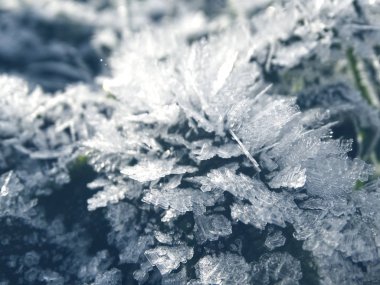 Kar tanelerinin, kristallerin ve karın olduğu kış arkaplanı 