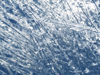 Kar tanelerinin, kristallerin ve karın olduğu kış arkaplanı 