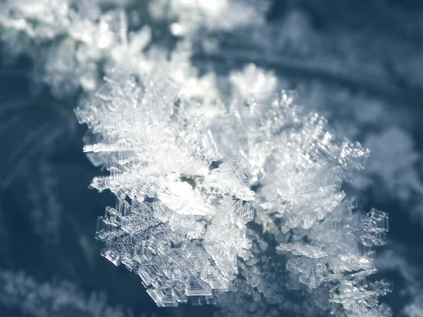 Winter background with snowflakes crystals patterns and snow on — Stock Photo, Image