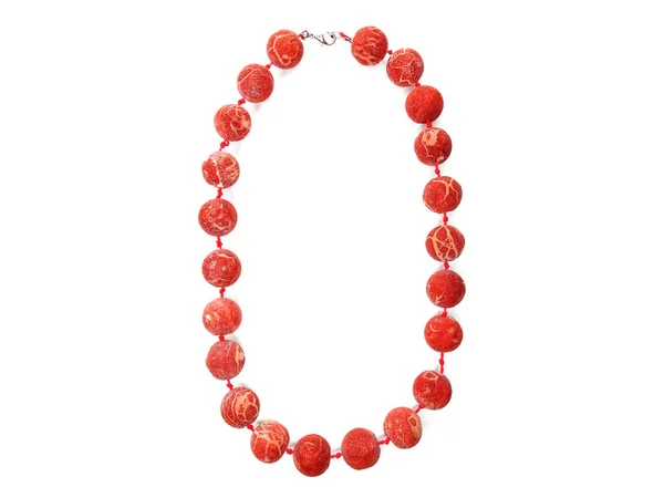 Fashion beads necklace jewelry with semigem crystals coral — Stock Photo, Image