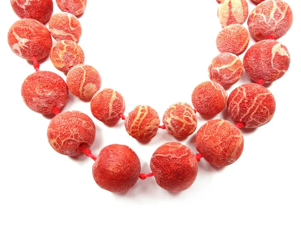 Gioielli collana di perline di moda con cristalli semigem corallo — Foto Stock