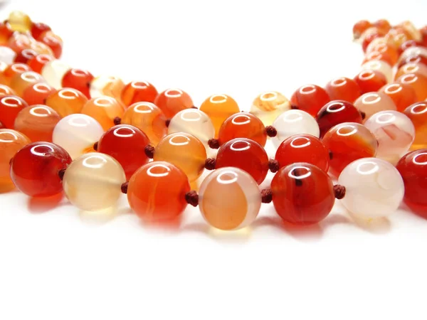 Fashion beads necklace jewelry with semigem crystals carnelian — Stock Photo, Image