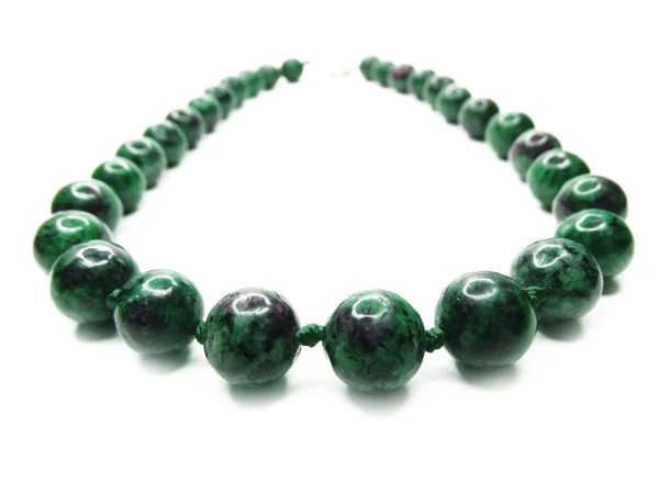 Fashion beads necklace jewelry with semigem crystals zoisite — Stock Photo, Image