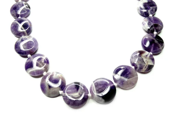 Joyería collar de perlas de moda con cristales de semigem amatista — Foto de Stock