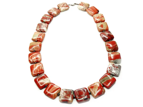 Mode kralen ketting sieraden met halfedelstenen kristallen jasper — Stockfoto