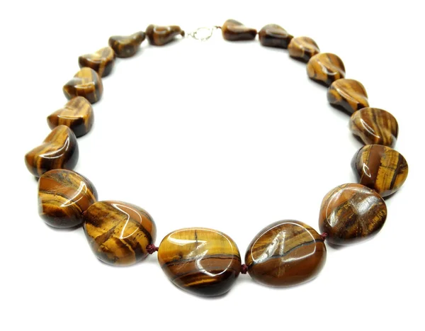 Joyería de perlas de moda collar con cristales de semigem ojo de tigre —  Fotos de Stock