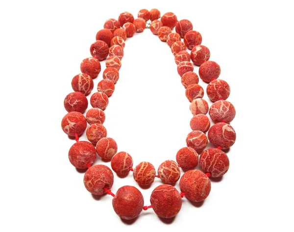 Fashion beads necklace jewelry with semigem crystals coral — Stock Photo, Image