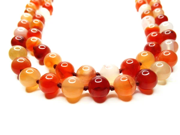 Fashion beads necklace jewelry with semigem crystals carnelian — Stock Photo, Image