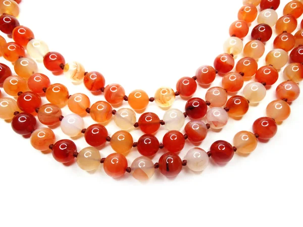 Mode Perlen Halskette Schmuck mit Halbedelsteinen Kristallen Karneol — Stockfoto