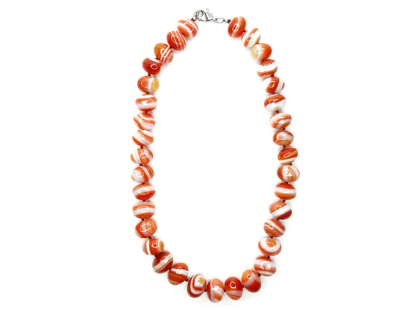 Mode Perlen Halskette Schmuck mit Halbedelsteinen Kristallen Karneol — Stockfoto