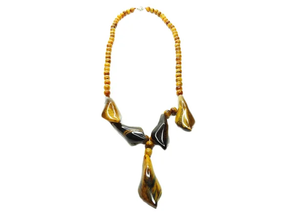 Mode pärlor halsband smycken med halvpärla kristaller tiger öga — Stockfoto