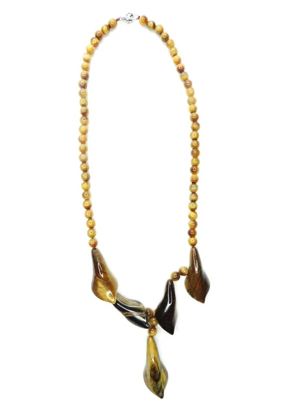 Moda koraliki naszyjnik biżuteria z półszlachetne kryształy tygrysie oko — Zdjęcie stockowe